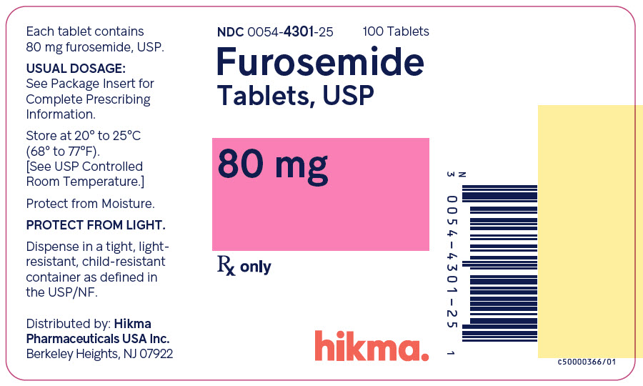 Furosemide Tablets USP, 80 mg (100s) bottle label image
