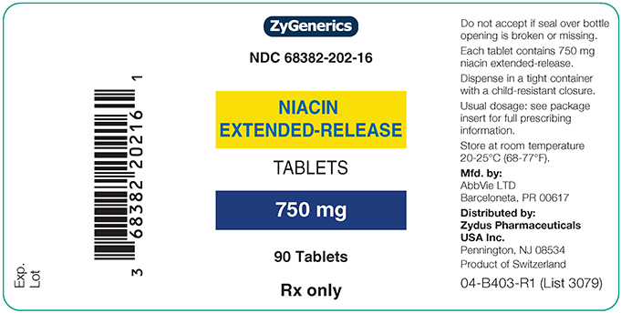 Niacin ER750mg 90ct bottle