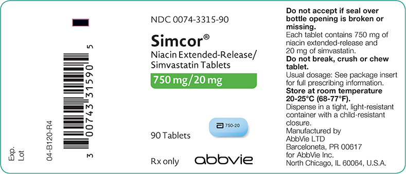 simcor ER 759mg/20mg tablets 90ct bottle