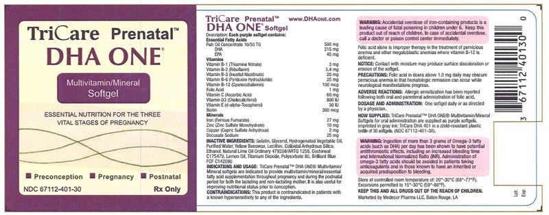 Medecor TriCare Prenatal DHA ONE Label