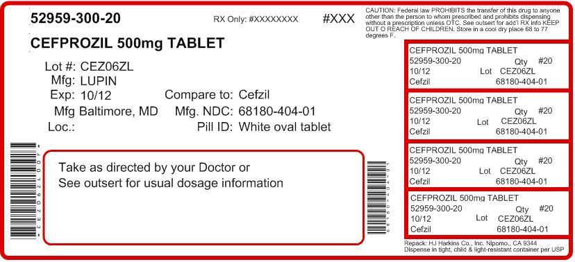 CEFPROZIL TABLETS USP
Rx Only
500 mg
NDC 68180-404-01
							50 Tablets