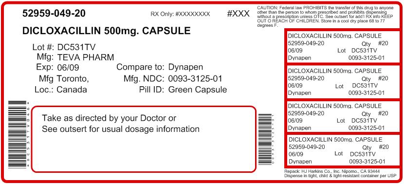 Dicloxacillin Sodium Capsules 500 mg 100s Label