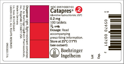 Catapres 0.2 mg 100 tablets NDC-0597-0007-01