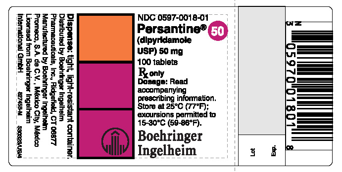 Persantine 50 mg 100 tablets NDC 0597-0018-01