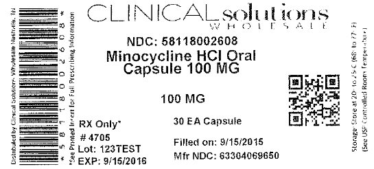 Minocycline 100mg 30 count blister pack label