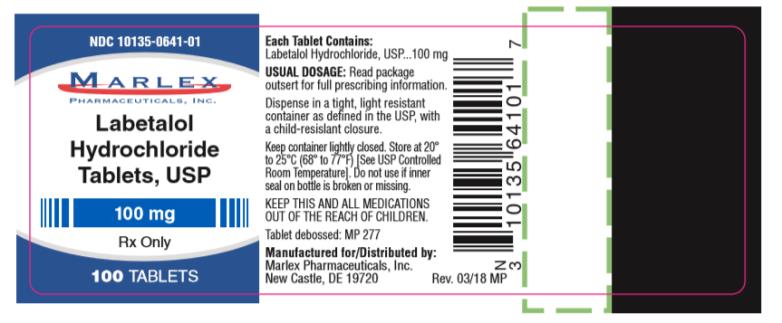 NDC 10135-0641-01
Labetalol
Hydrochloride
Tablets, USP
100 mg
Rx Only
100 Tablets 
