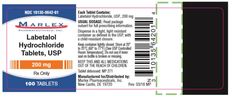 NDC 10135-0642-01
Labetalol
Hydrochloride
Tablets, USP
200 mg
Rx Only
100 Tablets 
