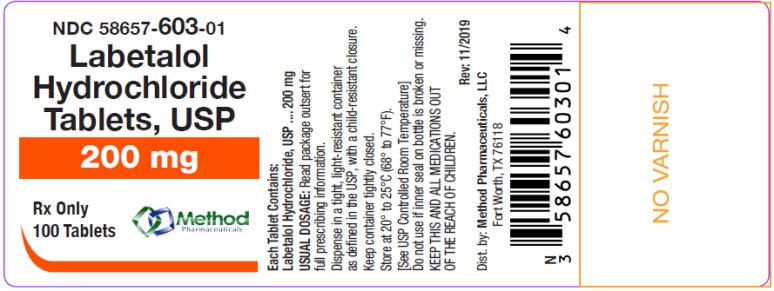PRINCIPAL DISPLAY PANEL
NDC 58657-603-01
Labetalol 
Hydrochloride 
Tablets, USP
200 mg
Rx Only 
100 Tablets
