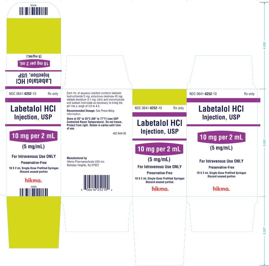 Labetalol HCl Injection, USP 10 mg per 2 mL Carton Label