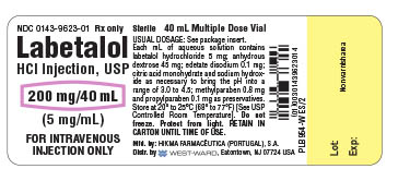 Labetalol Hydrochloride 40 ml vial label