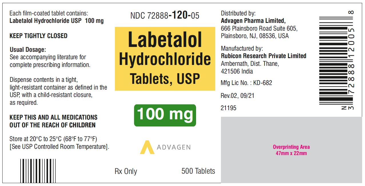 Labetalol Hydrochloride Tablets USP 100 mg - 500 Tablets Label