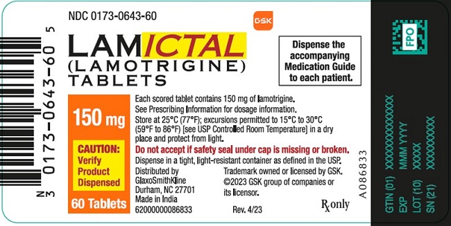 Lamictal 150 mg tablet 60 count label