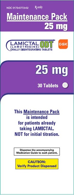 Lamictal ODT 25 mg 30 count maintenance pack carton