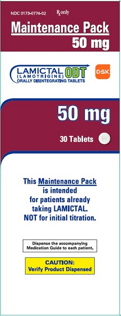 Lamictal ODT 50 mg 30 count Maintenance Pack carton