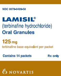 PRINCIPAL DISPLAY PANEL
Package Label – 125 mg
Rx Only		NDC 0078-0499-58
Lamisil® (terbinafine hydrochloride)
Oral Granules
125 mg
terbinafine base equivalent per packet
Contains 14 packets