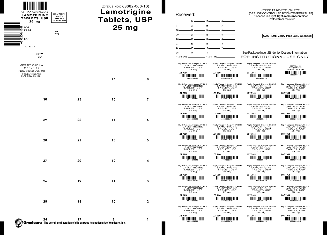Lamotrigine Tabs 50mg Bingo card label