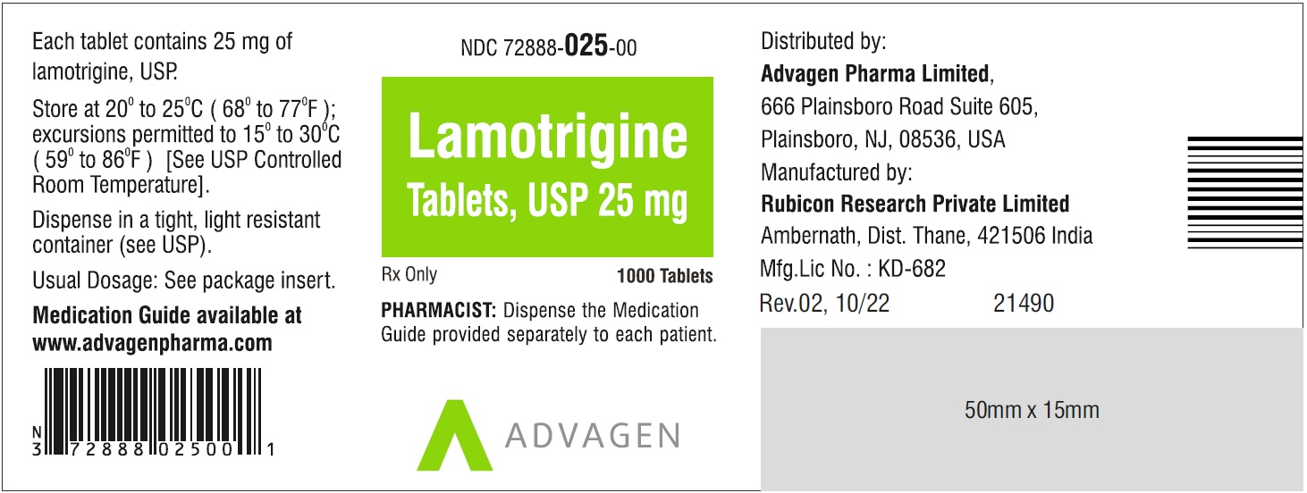 Lamotrigine Tablets 25mg 1000 Count