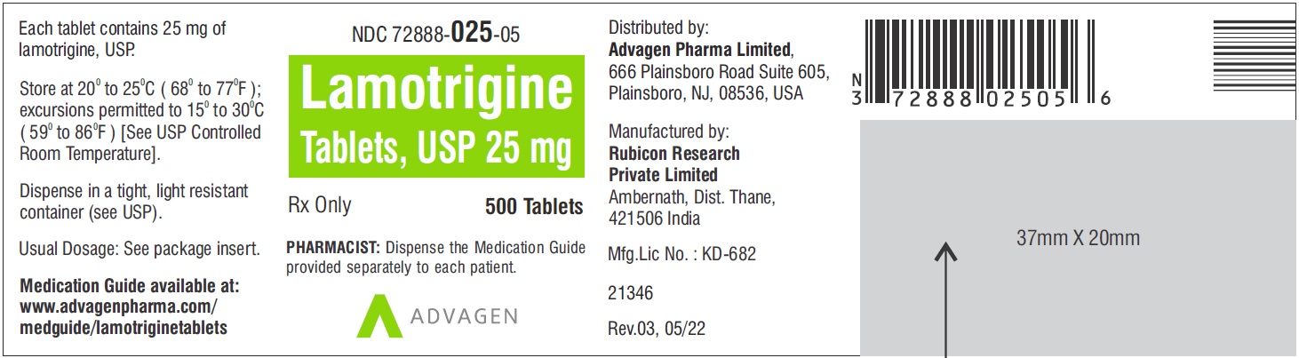 Lamotrigine Tablets 25mg 500 Count