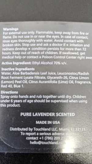 Touchland Pure Lavender Hand Sanitizer Spray