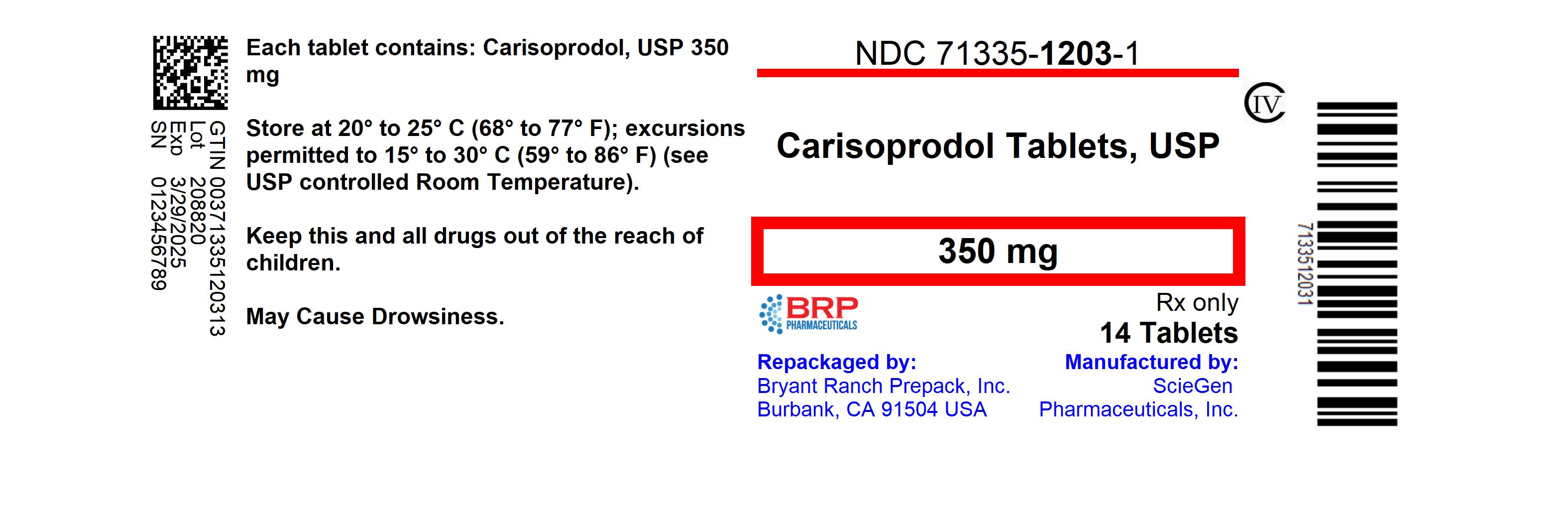 Carisoprodol 14 In 1 Bottle Breastfeeding