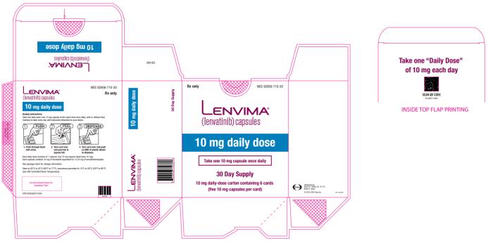 NDC 62856-710-30
Lenvima
(lenvatinib) capsules
10 mg daily dose
30 day supply
10 mg daily-dose carton containing 6 cards

