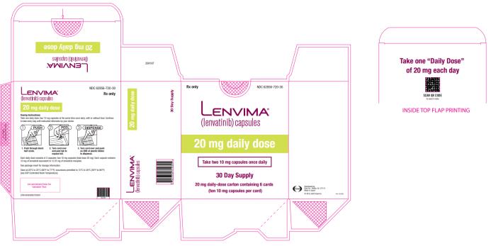 NDC 62856-720-30
Lenvima
(lenvatinib) capsules
20 mg daily dose
30 day supply
20 mg daily-dose carton containing 6 cards
