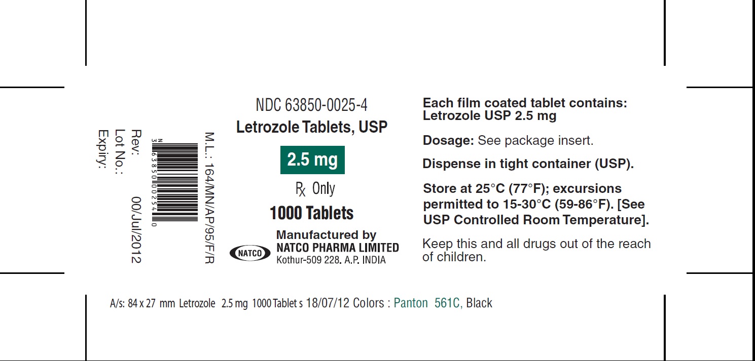 letrozole tablets bottle of 1000s label