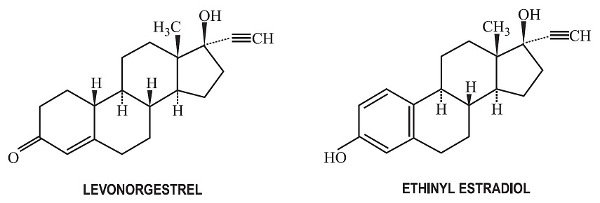 Levonorgestrel & Ethinyl Estradiol Molecular Structure