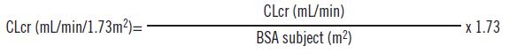 CLcr adjusted for BSA formula