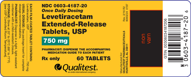 Label for Levetiracetam Extended-Release Tablets, USP 750 mg 60 tablets