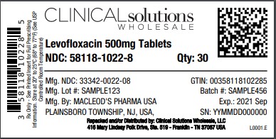 Levofloxacin 500mg tablet 30 count blister card