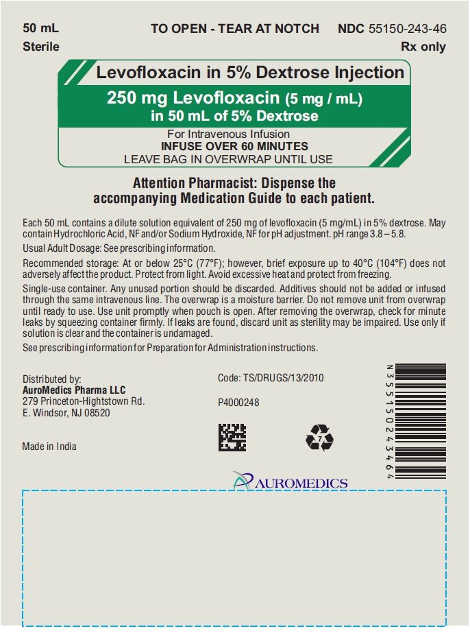 PACKAGE LABEL-PRINCIPAL DISPLAY PANEL - 250 mg Levofloxacin (5 mg / mL) in 50 mL of 5% Dextrose - Pouch (Overwrap) Label