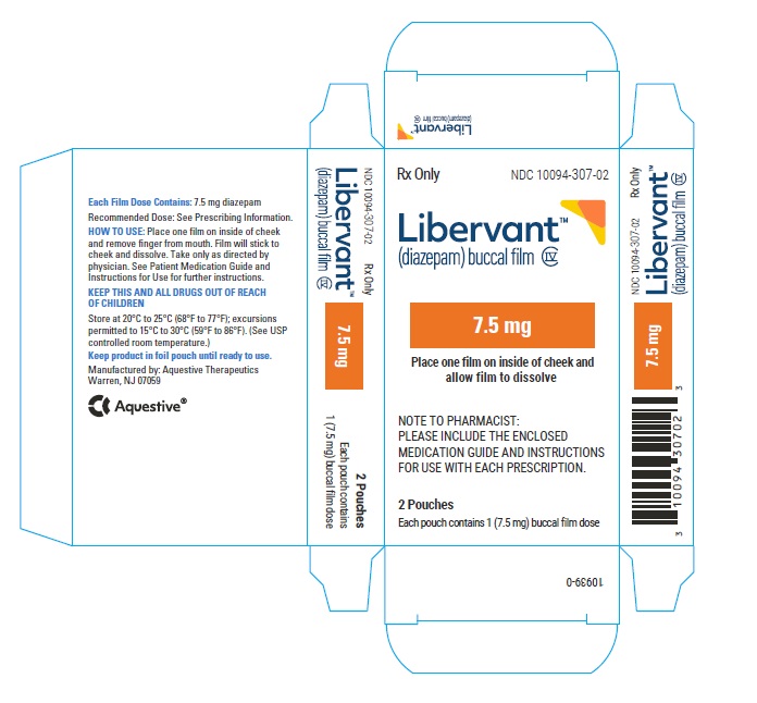 PRINCIPAL DISPLAY PANEL
Rx Only
NDC 10094-307-02
Libervant
(diazepam) buccal film
7.5 mg
2 Pouches 
