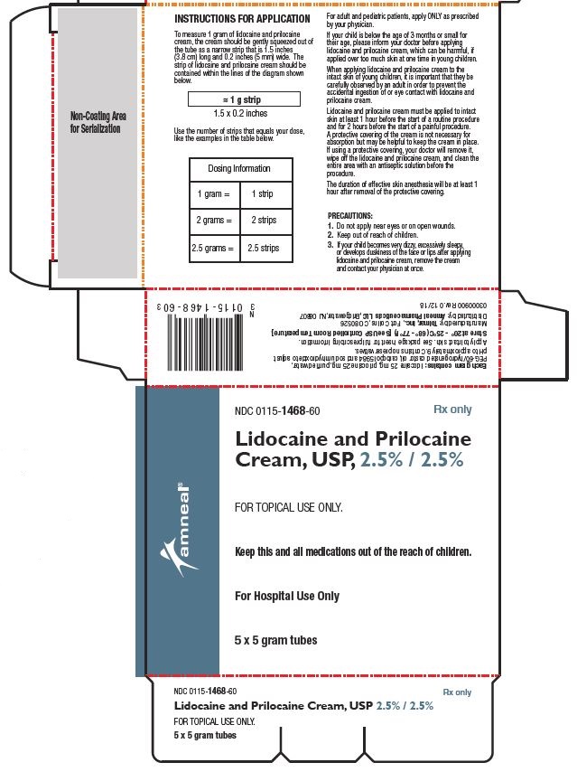 Lidocaine and Prilocaine Cream, USP 2.5% / 2.5% 5 x 5 gram tubes packaging