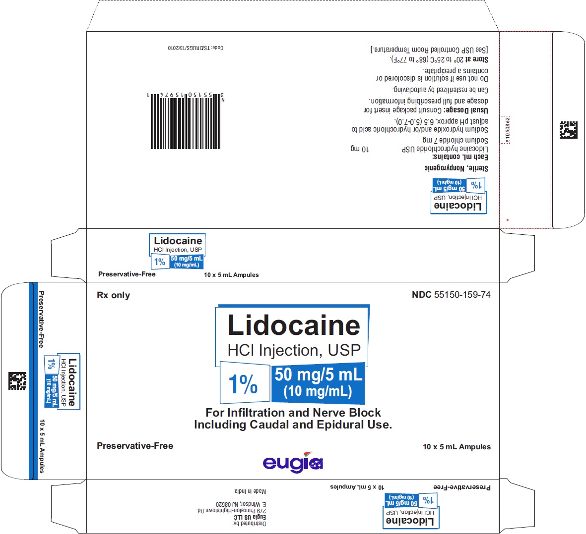 PACKAGE LABEL-PRINCIPAL DISPLAY PANEL - 1% 50 mg/5 mL (10 mg/mL) - 5 mL Container-Carton [10 Ampules]