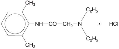 This is an image of the structural formula for lidocaine hydrochloride.