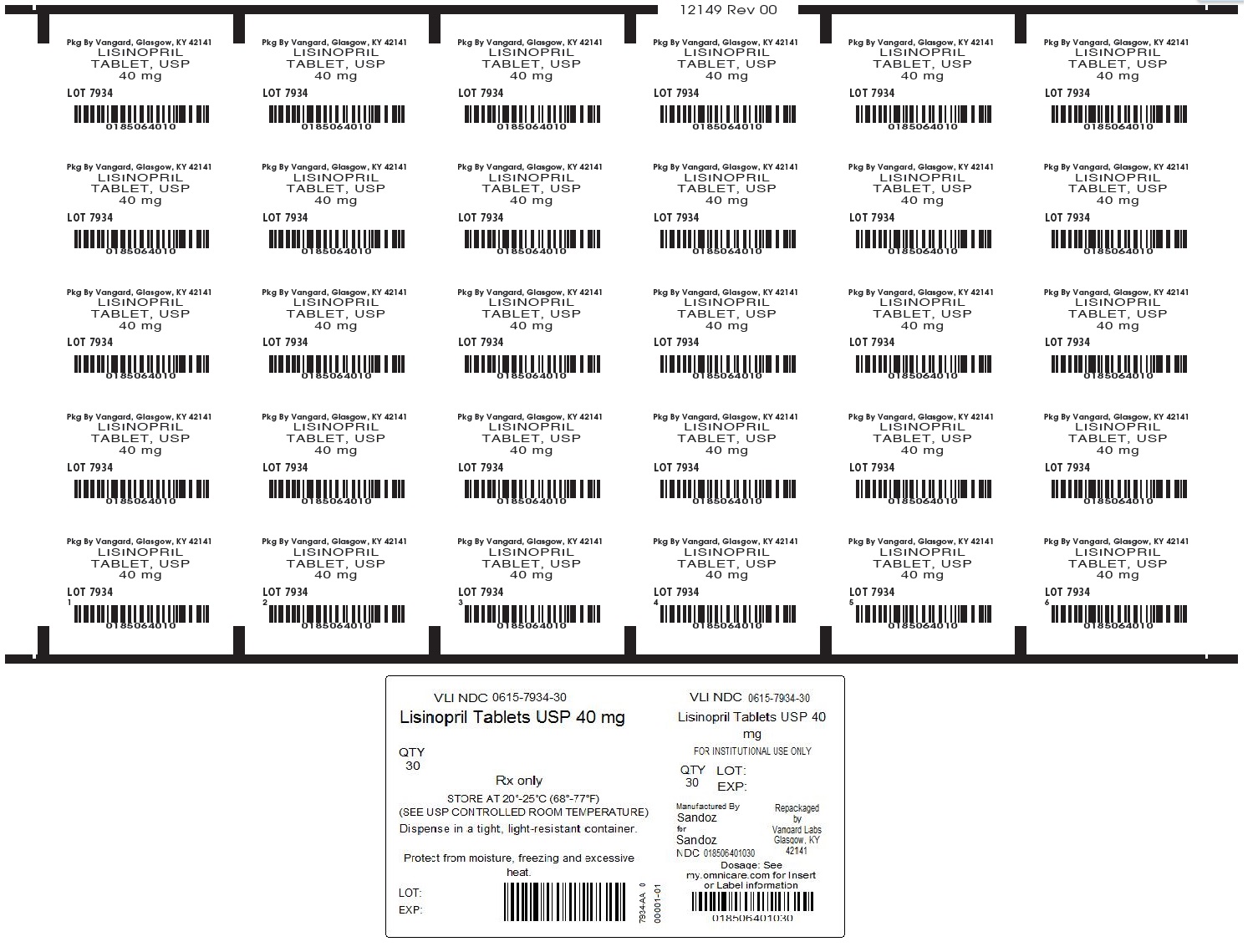Lisinopril Tablets, USP 40mg Unit dose Label