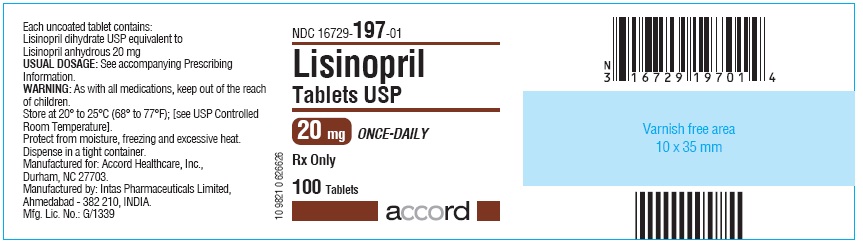 100 Tablet Bottle Label for Lisinopril 20 mg