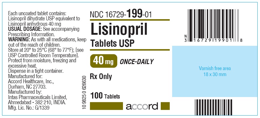 100 Tablet Bottle Label for Lisinopril 40 mg