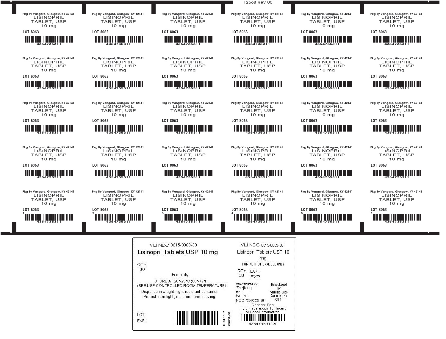 Lisinopril 10mg Tablet unit dose label