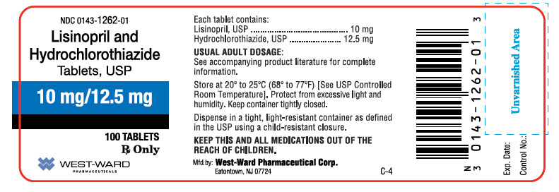 Lisinopril and Hydrochlorothiazide Tablets 10 mg / 12.5 mg 0143-1262