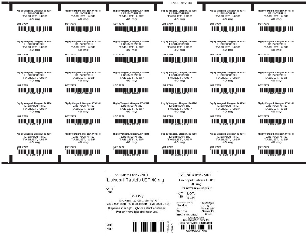 Lisinopril Tablets, USP 40mg Unit Dose Label