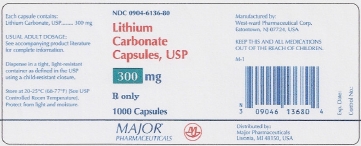Lithium Carbonate Capsules, 300 mg/1000 Capsules