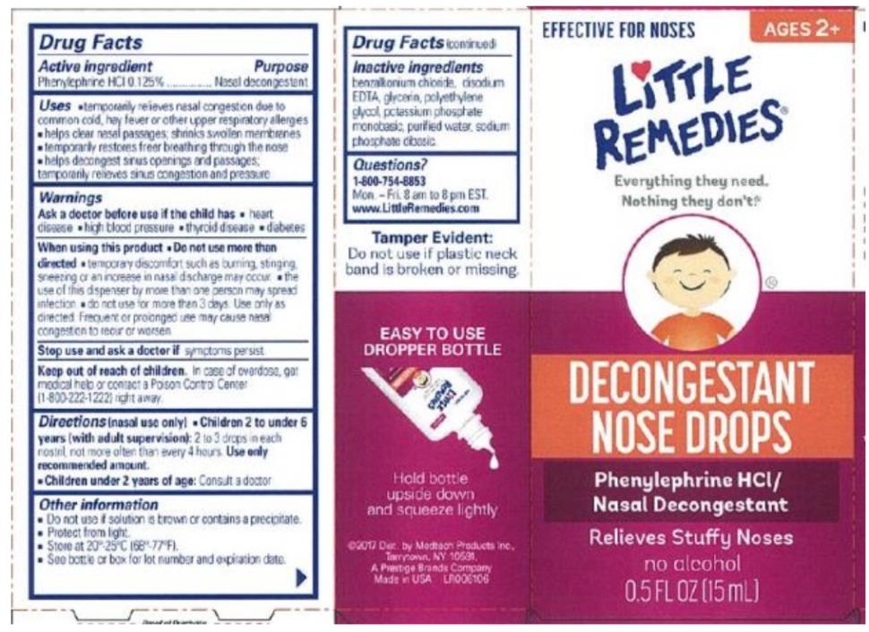Little Remedies® 
DECONGESTANT NOSE DROPS
Phenylephrine HCl / Nasal Decongestant

0.5 FL OZ (15 mL)
