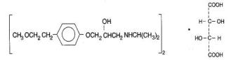 Metoprolol tartrate structural formula 
