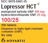 PRINCIPAL DISPLAY PANEL
Package Label – 100/25
Rx Only		NDC 0078-0461-05
Lopressor HCT® 
metoprolol tartrate USP 100 mg
hydrochlorothiazide USP 25 mg
100 Tablets
