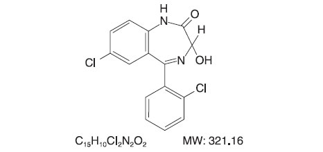 This is an image of the structural formula for Lorazepam Tablets, USP.