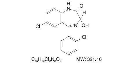 This is an image of the structural formula for Lorazepam Tablets, USP.