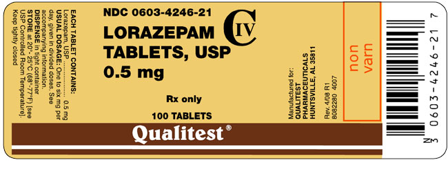 This is an image of the label for Lorazepam Tablets, USP CIV 0.5 mg 100 count.