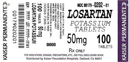 Losartan Potassium Tablets USP 50 mg 100s Label 